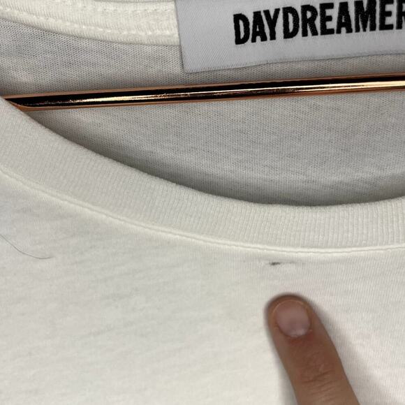 Daydreamer Rolling Stones 9 Licks Boyfriend Style Vintage White Tee size Large - Picture 5 of 8